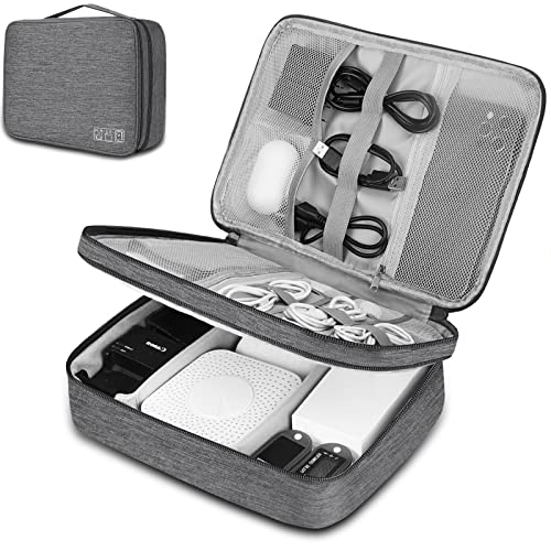 Electronic Organizer Travel Universal Cable Organizer Electronics Accessories Bag for Cable, Charger, Phone, USB, SD Card,1Pack - color: Grey, size: Triple Layer /11.02" x 8.27" x 3.94"