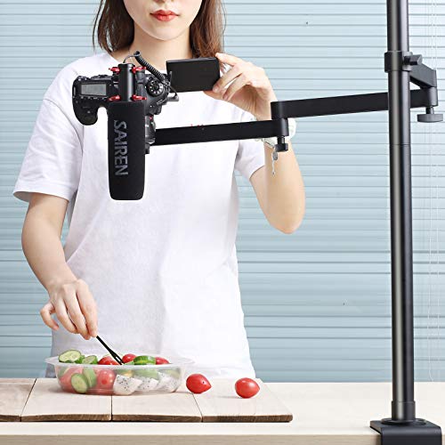 ULANZI Camera Desk Mount Stand with Flexible Arm, Overhead Mount, Articulated Arm with 360° Rotatable Ball Head, Aluminum Desk Mounting Stand for Ring Light/DSLR Camera/Webcam/Panel Light