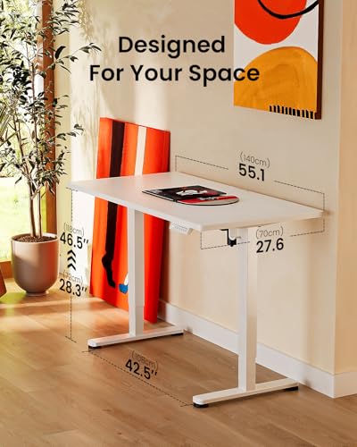 ErGear Height Adjustable Electric Standing Desk, 55 x 28 Inches Sit Stand up Desk, Memory Computer Home Office Desk, White - color: White, size: 55.1 X 27.6 Inches