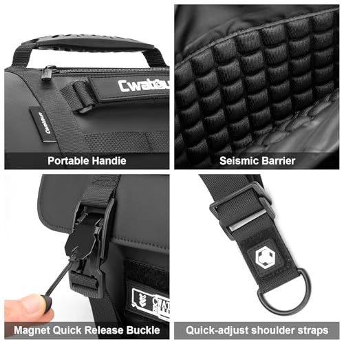 Cwatcun Camera Sling Bag, Waterproof Multifunction Photography Tactica Camera Crossbody Bag with Tripod Holder & Removable Accessory Bags for DSLR/SLR/Mirrorless Cameras - Large - size: Large