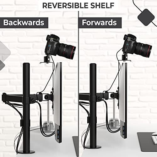 HumanCentric DSLR Monitor Mount Large, Desk Camera Mounting, Light Webcam, Microphone Shelf for Monitor VESA Arm, Replace Clamp Tripods, 100x100mm Patterns, Aluminum, Hardware Included - size: Large Shelf