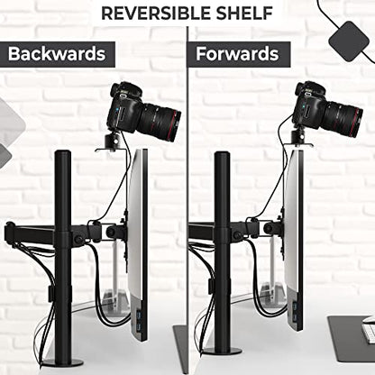 HumanCentric DSLR Monitor Mount Large, Desk Camera Mounting, Light Webcam, Microphone Shelf for Monitor VESA Arm, Replace Clamp Tripods, 100x100mm Patterns, Aluminum, Hardware Included - size: Large Shelf