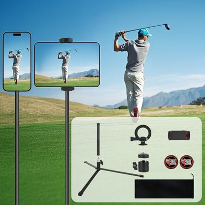 PrecisionMaster Golf Tripod - Heavy Duty Aluminum Base with iPad Pro Compatible, 52" Adjustable with Magnetic Mount, Golf Swing Analysis, Ideal for Golfers, Beginners - color: iPad Mount & Magnetic