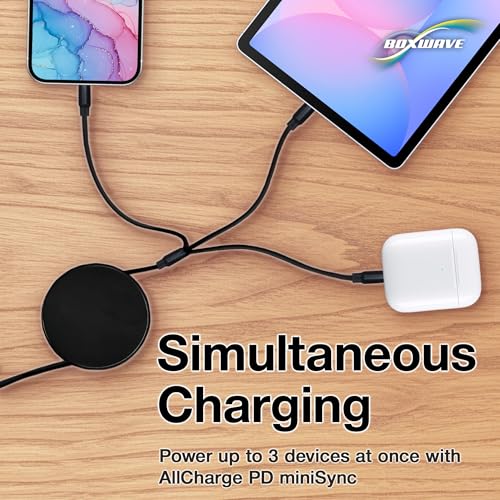 BoxWave Cable Compatible with Xtra Muse Vlogging Camera (2 in) - AllCharge PD miniSync (100W), Retractable High-Speed Charging Portable USB Cable - Jet Black