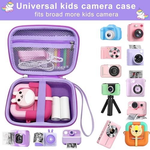 Makolle Kids Camera Case Compatible with Goopow/ESOXOFFORE Seckton/Dylanto/CIMELR Children Digital Video Camera Toys Holder for SD Card、Prints Paper、USB cable, card reader More- Purple (Box Only) - color: Purple