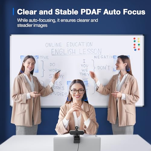 EMEET C960 4K Webcam for PC, 4K UHD CMOS Sensor, PDAF Auto Focus, Dual Omnidirectional Mics, Auto Light Correction, 73° FOV, Plug&Play Webcam w/Privacy Cover, Works w/Zoom/Teams/Skype/Google Meet - style: 4K