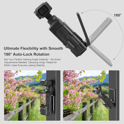 Folding Magnetic Mount Base Bracket for DJI Osmo Pocket 3 Accessories- Adjustable Magnetic Phone Mount, Portable Desktop Tripod Stand, Handheld Grip Handle, Vlogging Accessories (Black)