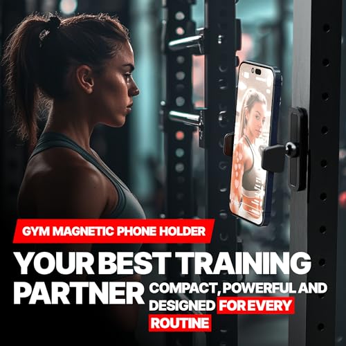 BLAUBECK Magnetic Phone Holder for Gym – Essential Gym Rats Stuff – Magnetic Tripod for iPhone and Magnet Phone Mount– Home Workout Accessories and Gear