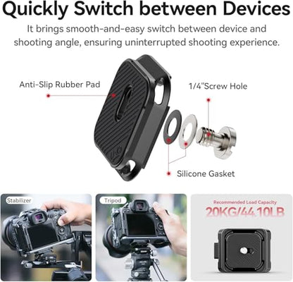ULANZI UKA02 Quick Release Plate with 1/4" Screw, Camera Tripod Mount Adapter Compatible with UKA01, UKA03/Arca Swiss (Only Top Plate) - size: Top plate
