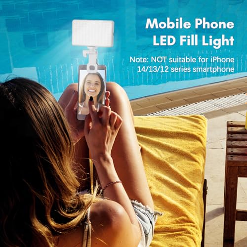 Andoer 120 LED Video Light, LED Selfie Light with Clips for Phone/Laptop, Video Conference Light 2500K-9000K Dimmable CRI95+ Portable Light for Video, Streaming and Video Conferencing - color: White/Dark Grey Heather