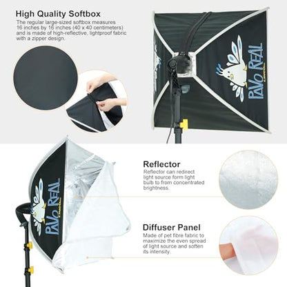 LINCO Lincostore Photo Video Studio Light Kit AM174 - Including 3 Color 5x10ft Backdrops (Black/White/Green) Background Screen