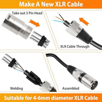(20 Pack) 3-Pin XLR Cable Connector, Zinc Alloy Shell (10 Male & 10 Female) Solder Type Microphone Line Snake Plug Adapter, Mic Audio Socket for High Conductivity and Ultra-Low Noise - style: 10 Pairs