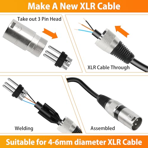 (12 Pack) 3-Pin XLR Cable Connector, Zinc Alloy Shell (6 Male & 6 Female) Solder Type Microphone Line Snake Plug Adapter, Mic Audio Socket for High Conductivity and Ultra-Low Noise - style: 6 Pairs