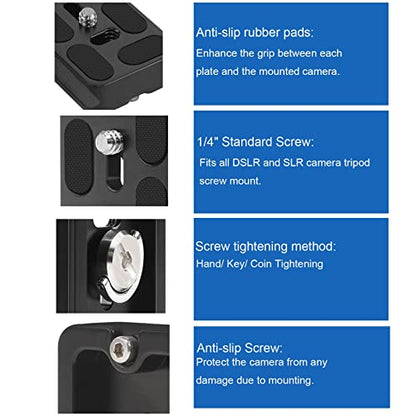 Regetek Aluminum PU-40 Quick Release Plate with 1/4" Screw, Universal Slide-In 40mm*38mm QR Plate for Manfrotto Arca Swiss Benro Acratech Kirk Wimberley Gitzo RRS MARKINS SUNWAYFOTO Kangrinpoche SIRUI