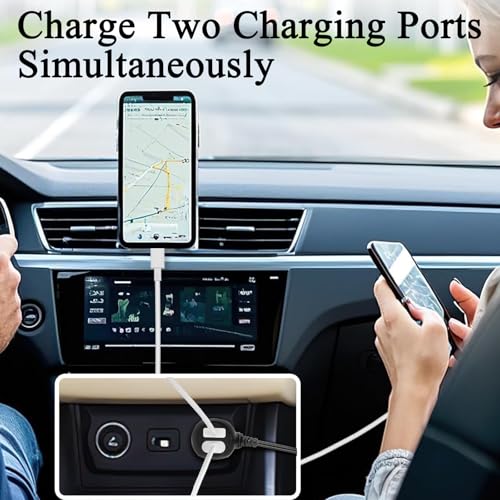 MAYWILLA Car Dash Cam Charger Cable,Mini USB Dash Cam Power Cord with Dual USB Port Vehicle Charging Cable for 12V-24V Various Models of Car DVR, GPS Navigator, Early Warning (11.5FT)