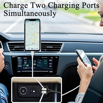 MAYWILLA Car Dash Cam Charger Cable,Mini USB Dash Cam Power Cord with Dual USB Port Vehicle Charging Cable for 12V-24V Various Models of Car DVR, GPS Navigator, Early Warning (11.5FT)