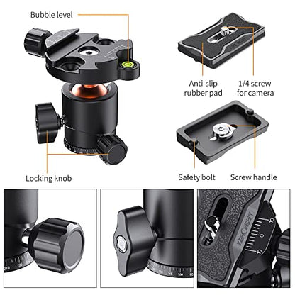 K&F Concept 25mm Metal Tripod Ball Head 360 Degree Rotating Panoramic with 1/4 inch Quick Release Plate Bubble Level for Tripod Monopod Slider Camera Camcorder up to 18 pounds/8 kilograms BH-25 - size: 8 kg Capacity