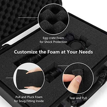 COSTWAY Waterproof Hard Case, 22-Inch Multi-Purpose Small Camera Dry Box with DIY Customizable Foam Insert, IP66 Rated Dustproof Shockproof, Portable Protective Case for Electronics, Drones, Black