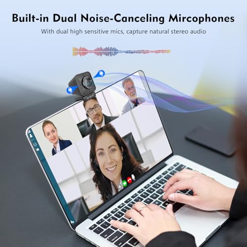 TOALLIN 4K Webcam for Streaming, Remote Control, 1/2.5" Sensor & 12MP, PDAF Auto-Focus, 5X Digital Zoom and Image Mirroring, Dual Noise-Reduction Mics, USB Web Camera for Conferencing, Video Calls