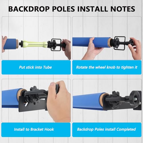 MagicLine Photography Backdrop Wall Mount 4 Roller Support System,Manual Photo Background Holder for Ceiling/Light Stand Mount & 2 Hooks,8 Expand Bars,4 Chains,Backdrop Stand for Home Studio
