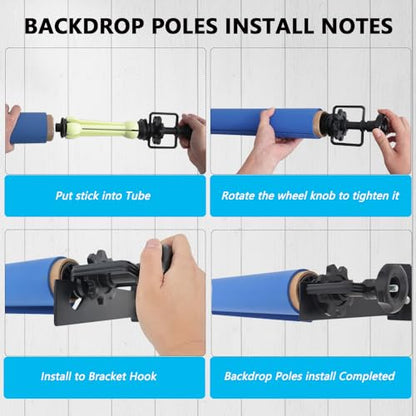 MagicLine Photography Backdrop Wall Mount 4 Roller Support System,Manual Photo Background Holder for Ceiling/Light Stand Mount & 2 Hooks,8 Expand Bars,4 Chains,Backdrop Stand for Home Studio