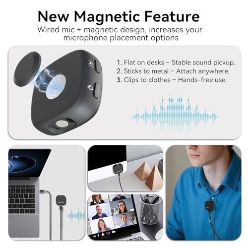 AIRHUG Conference USB Microphone No Speaker, Desktop Computer Mic, Noise Canceling, Mute Button & LED Indicator, Plug & Play for Video Conference, Gaming, Online Class, Compatible with Windows & MacOS