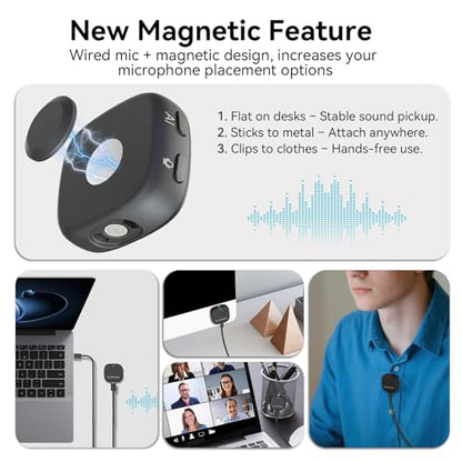 AIRHUG Conference USB Microphone No Speaker, Desktop Computer Mic, Noise Canceling, Mute Button & LED Indicator, Plug & Play for Video Conference, Gaming, Online Class, Compatible with Windows & MacOS