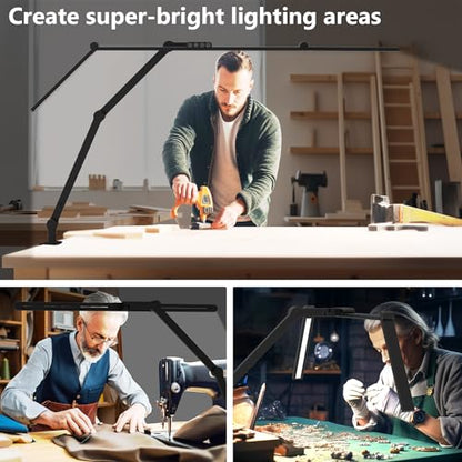 3000 Lumen Ultra Bright Architect Desk Lamp with Clamp, 36W Tall Overhead Led Desk Light for Home Office, 47Inch Long Dimmable Computer Monitor Light Bar with Remote for Table Desktop Drafting - color: Black