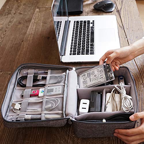 Generic Large Grey Waterproof Cable Organizer Bag for Electronic Accessories