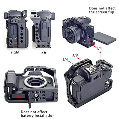 Hersmay For Canon M5 M50 II Cage with Top Handle, Camera Cage for Canon EOS M50 Mark II/ M50 /M5 Camera,Vlogging Video Shooting Filmmaking Rig Stabilizer with 1/4" Mounting and 3/8" Arri Locating Hole - size: For Canon M50II/M50/M5