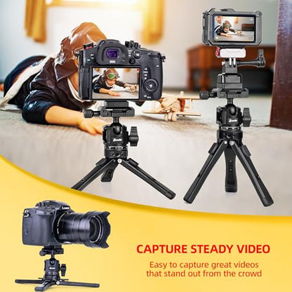 Zeadio Heavy Duty Metal Tripod Kit with Arca Ball Head - Universal Phone Vlogging Kit, Cell Phone Stand & Travel Tripod for iPhone/Android, Camera, Gimbal, Action Cam etc - style: With Arca Ball Head