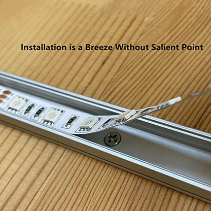 10-Pack Pre-Drilled Countersunk Hole 3.3FT LED Strip U Channel Diffuser, Hacksaw Easy Cut Tight and Flush Mounted Under Cabinet Tape Light Aluminum Low Profile with Screw and End caps (10)