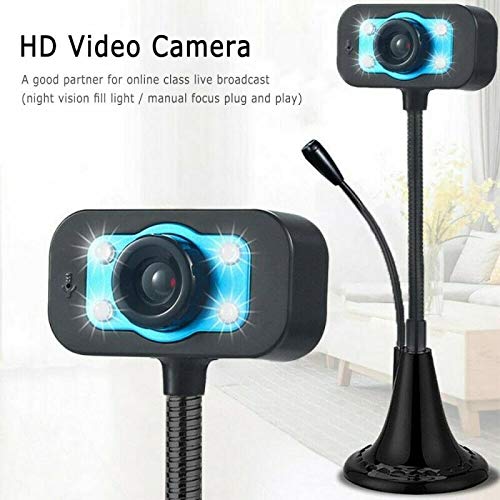 Computer Camera USB HD Webcam 1280 * 1024 USB Driver Free Web Camera with Built-in Noise Reduction Microphone for Laptop Live Broadcast Video (Color : As Show)