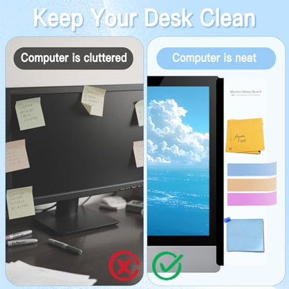 2PCS Monitor Memo Board, Acrylic Sticky Note for Computer Screens,Transparent Side-Mount Memo Panel for Computer Screens, Space-Saving Office Organization Tool with Side-Mount Design