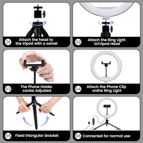 Selfie Ring Light 12" with Tripod Stand and Phone Holder, LED Ring Light for Desk with 3 Light Modes & 11 Brightness Level for Selfie, YouTube, Makeup, Live Streaming, TIKTOK - size: 12-inch