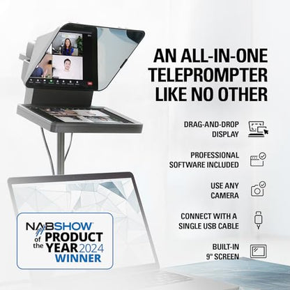 Elgato Prompter Camera Set - Premium Teleprompter with Full HD Webcam, HDR Enabled, Perfect for Streaming, Presenting, Video Calls, Compatible with OBS, Zoom, Teams, and More, Works with PC/Mac