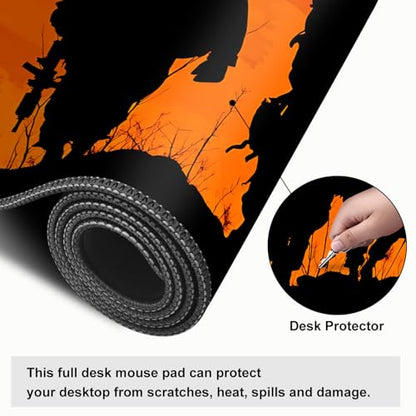 Mouse Pad, Large Anti-Slip with Stitched Edges Desk Mat Desktop Laptop Computer Desk Keyboard Mat,Table Protector Blotter Mat (Soldier, 35.4" x 15.7") - color: Soldier, size: 35.4" x 15.7"