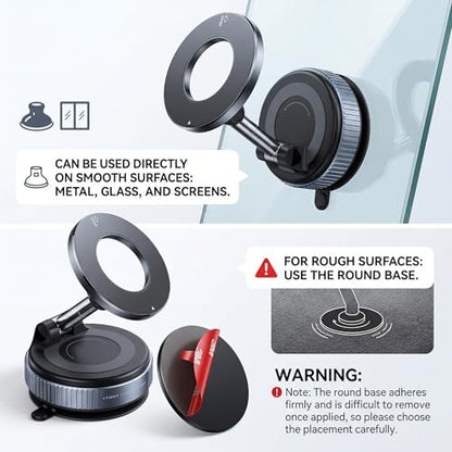 Magnetic Car Phone Mount for Magsafe 88LBS Ultra Suction Cell Phone Holder for Car Dashboard 360° Adjustable Vacuum Car Phone Holders for Your Car Compatible with iPhone 17-12 Pro Max