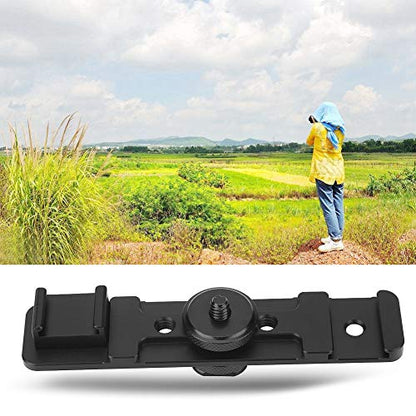 Camera Dual Hot Shoe Extension Bar Mount Bracket, Premium Aluminum Alloy Durable Photography Accessory for DSLR Mirrorless Cameras Black,