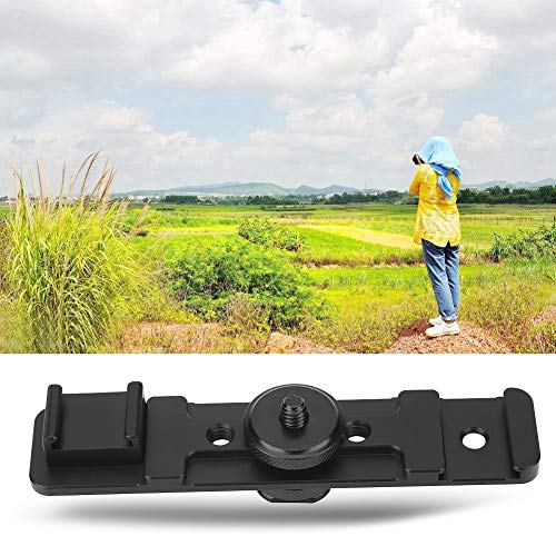 Camera Dual Hot Shoe Extension Bar Mount Bracket, Premium Aluminum Alloy Durable Photography Accessory for DSLR Mirrorless Cameras Black,