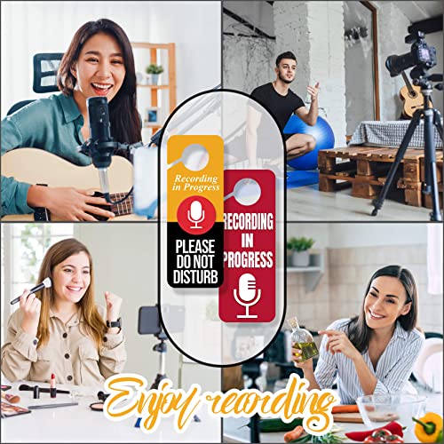 2 x Do Not Disturb Door Hanger Sign,Recording in Progress Double Sided Do Not Disturb Door Hanger Sign,Recording in Progress Microphone for Offices Clinics Home Therapists Dorm Online Class Meeting