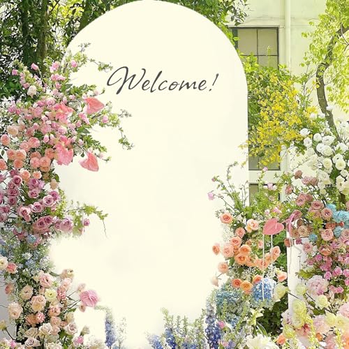 Toolterritary Metal Arch Backdrop Stand and Cover Set, 8FT, 6.6FT Party Backdrop, Easy to Assemble, Backdrop Stand for Parties, Birthday, Baby Shower - color: Beige, size: 8ft, 6.6ft