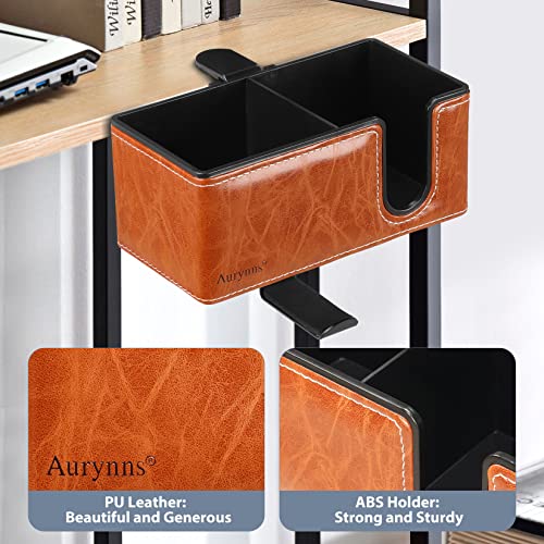 Desk Cup Holder Clip on Pen Holder Headphone Hanger Headset Stand Rotatable Clamp Hook Under Desk (Light Brown) - color: Light Brown