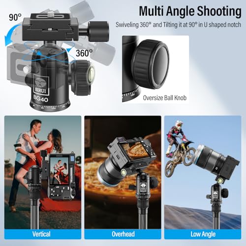 SIRUI Camera Tripod Ball Head, 10KG/22.05lbs Loading Capacity, 360°Panning Base, Aluminum Build Quality, Safety Lock, Universal Mounting Plate for Easy Attachment (BG-40 Ball Head) - color: BG-40