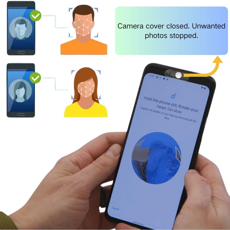 Front Camera Cover | Smartphones Webcam Cover Protect Privacy, Camera Privacy Covers Compatible for Galaxy, Pixel & iPad, Ultra-Thin Privacy Protection Slide | 2 Pack | Silver