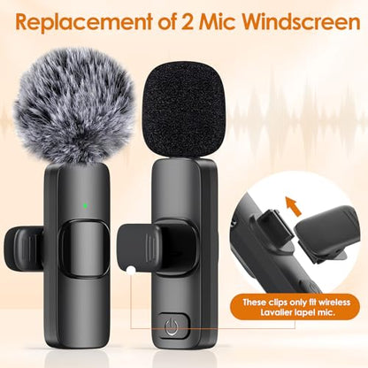 8 Packs Foam Microphone Windscreen & Mic Clip, Wireless Lavalier Mic Sponge, Mic Cover with Clip to Reduce Plosive and Better Highlight the Vocals, Washable and Windproof Wind Screen - size: Windscreen 4PC & Clip 4PC