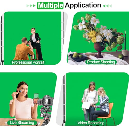 EMART 7x10ft Green Screen Backdrop Kit with Movable Stand, Large 9.5x9.5ft Photography Greenscreen Background Adjustable Frame with Wheels for Photo Shoot, Live Streaming, Video Recording