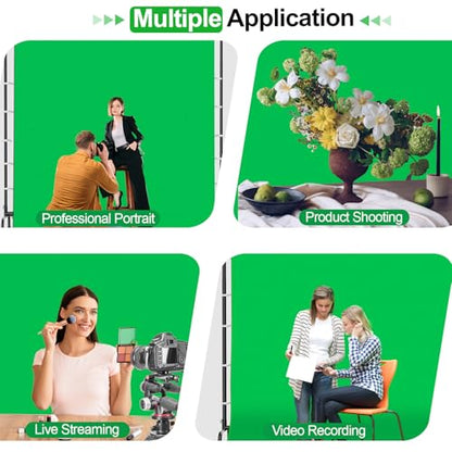 EMART 7x10ft Green Screen Backdrop Kit with Movable Stand, Large 9.5x9.5ft Photography Greenscreen Background Adjustable Frame with Wheels for Photo Shoot, Live Streaming, Video Recording