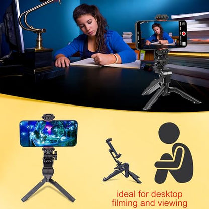 Zeadio Phone Tripod Stabilizer Grip, Smartphone Handheld Portable Selfie Stick Desktop Tabletop Stand Mount Holder for All Smartphones