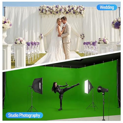 EMART Back Drop Adjustable Stand,30X10ft Backdrop Stand Heavy Duty Photography Background Support System Kit with 300° Angle Rotatable Connector and 12 Spring Clamps for Parties,Wedding,Photo Studio - size: 30×10ft(W×H）